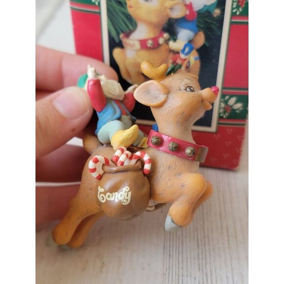 Enesco Rudolph 1991 red nosed reindeer ornament Xmas - Picture 3 of 6